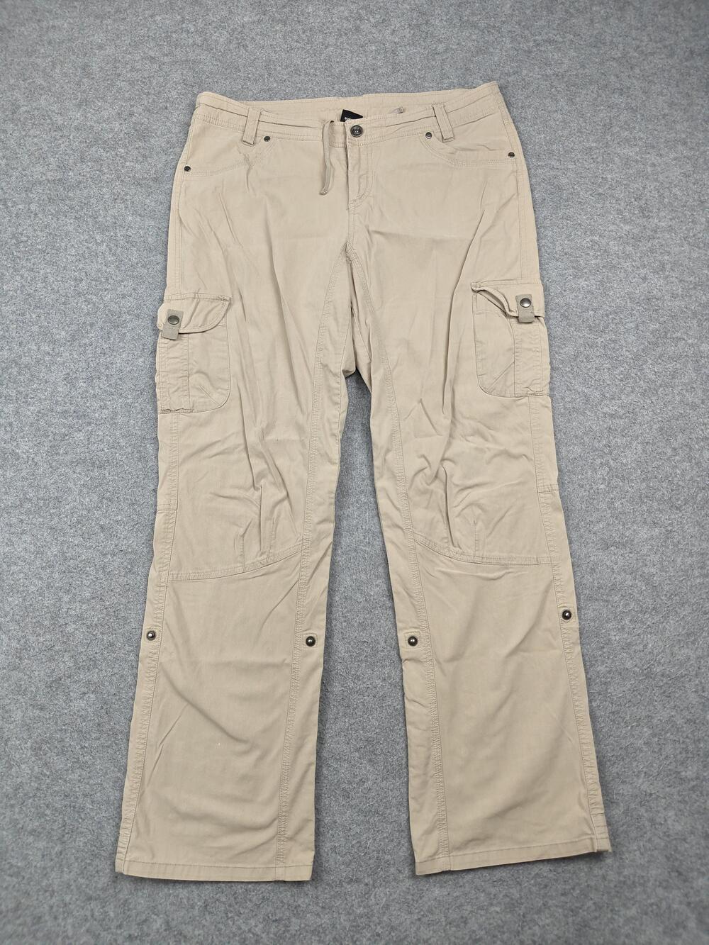 Kuhl Pants Womens 14 Beige Cargo Straight Relaxed Twill Pockets Adjustable Waist
